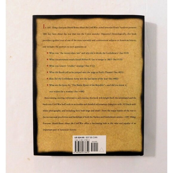 1001 Things Everyone Should Know About The Civil War Frank Vandiver 1st Ed HBDJ - Picture 2 of 6
